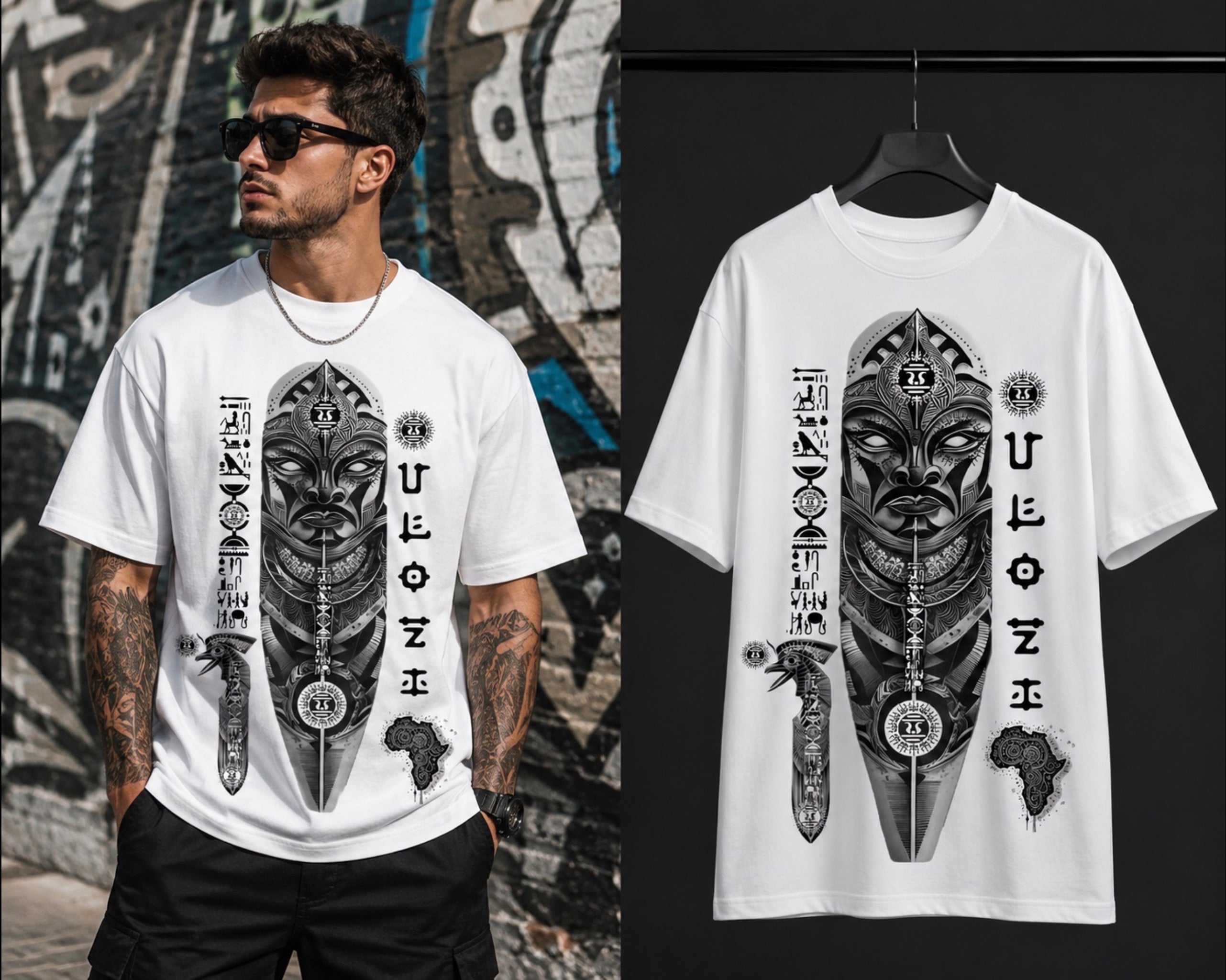Ulozi Tribal Totem Shield Heavyweight T-Shirt