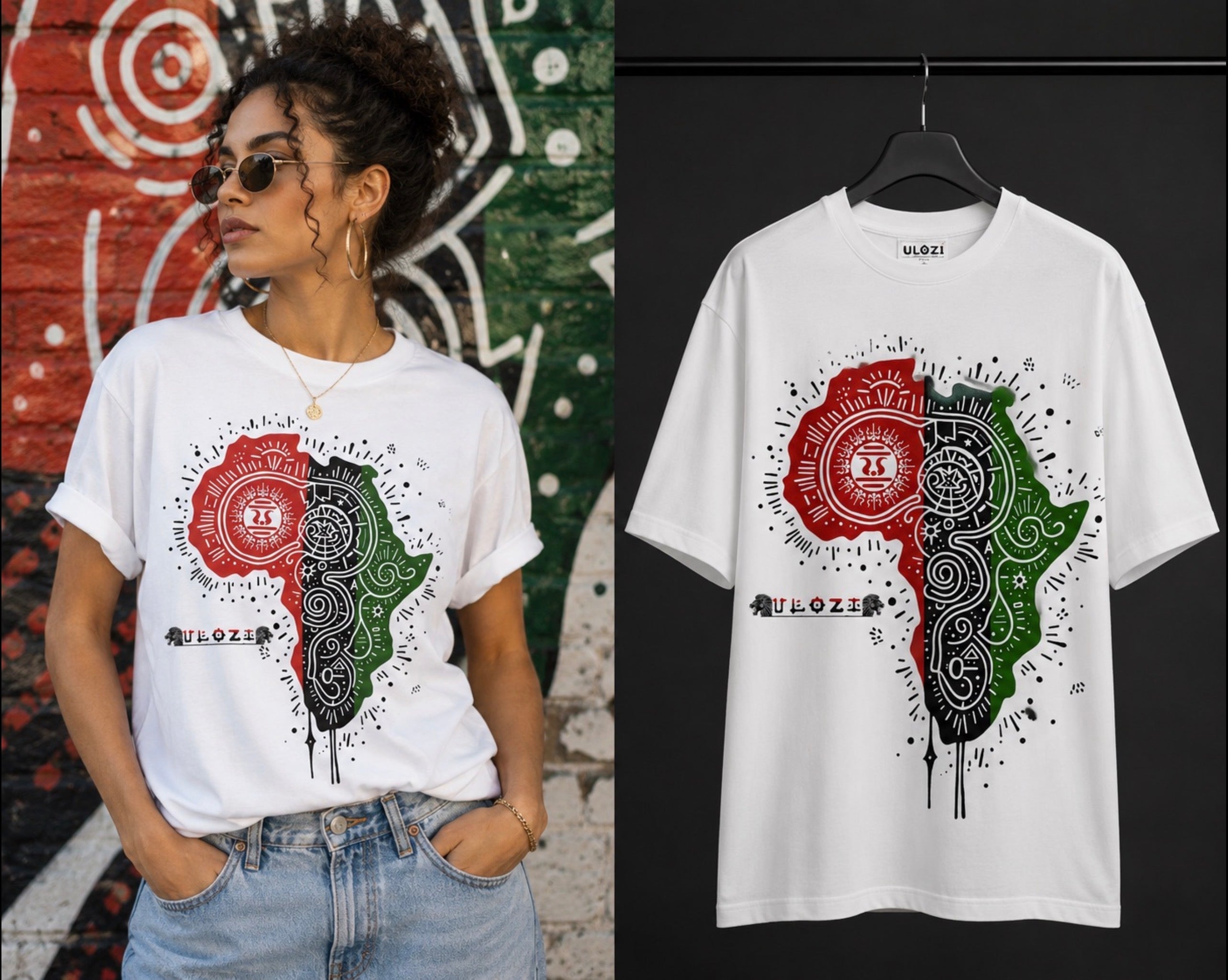 Ulozi Africa Map Heritage Heavyweight T-Shirt