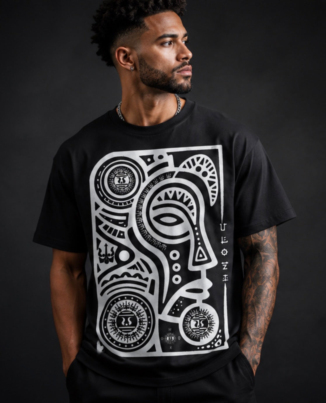 Ulozi Abstract Tribal Heavyweight T-Shirt