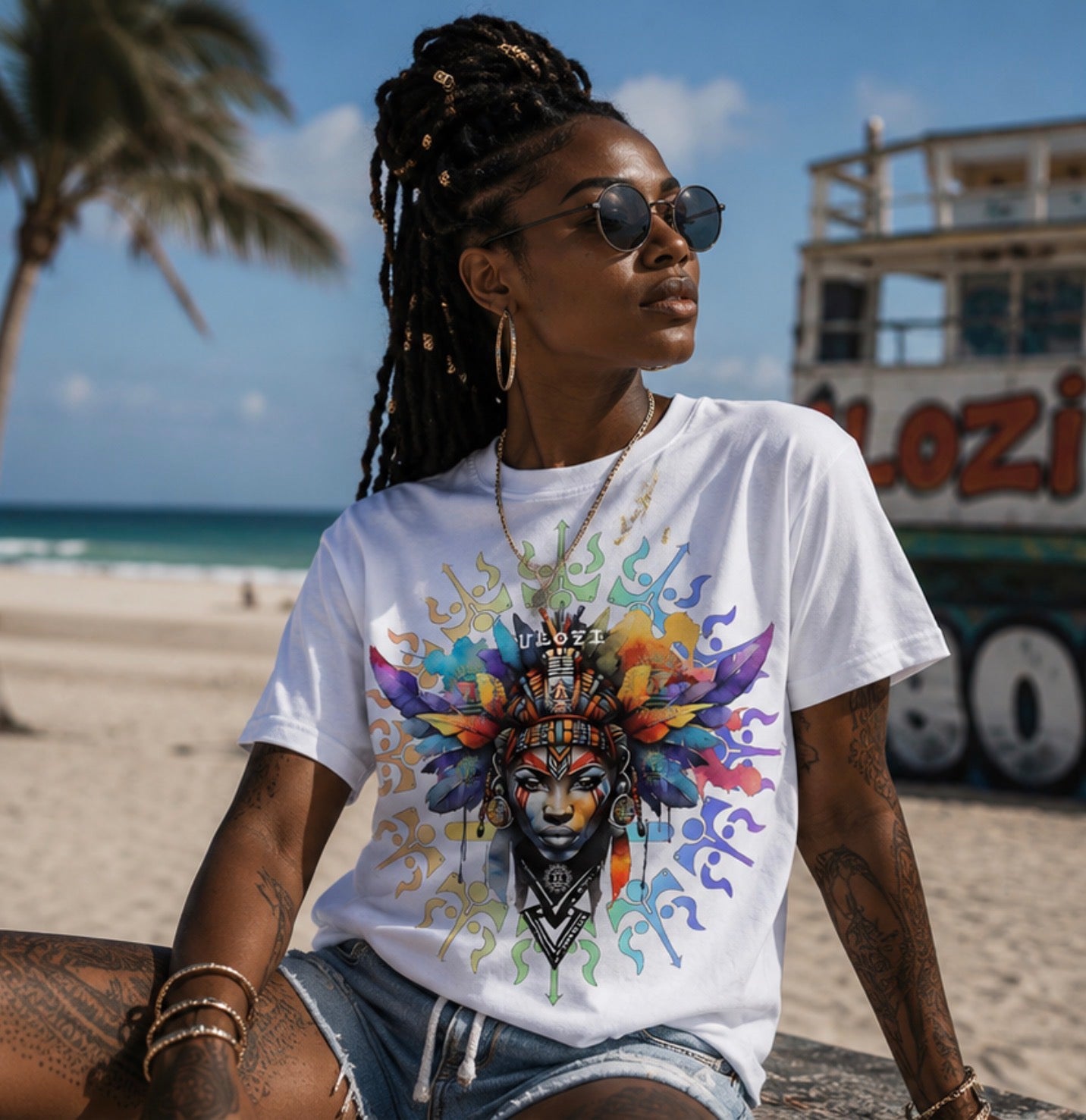 Bohemian Tribal Warrior Ulozi Heavyweight T-Shirt