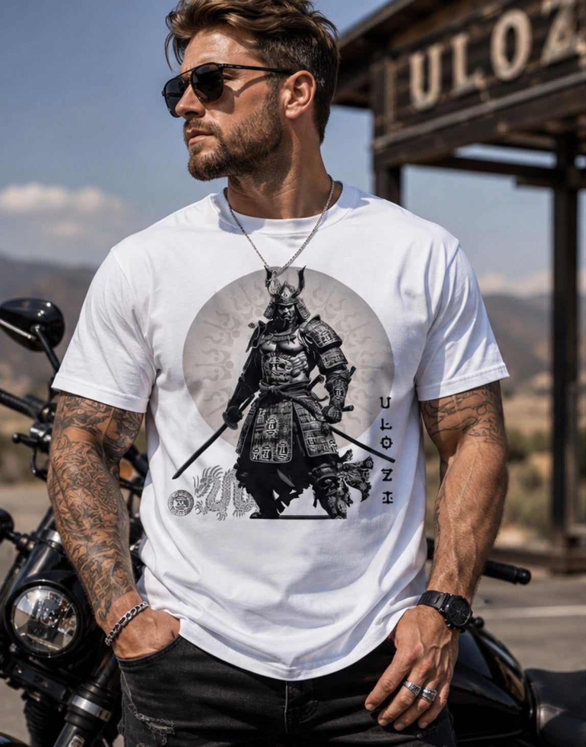 Ulozi Samurai Dragon Heavyweight T-Shirt